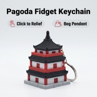 Porte-clés anti-stress en PVC, design pagode bouddhiste anime, léger, avec bouton de clavier mécanique, jouet de décompression, disponible en OEM/ODM