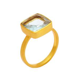 Anillo de Plata de Ley 925 chapado en oro de la mejor calidad, joyería de boda de Topacio Azul genuino, conjunto de diseños únicos con CASA DE PLATA - Product Image 1