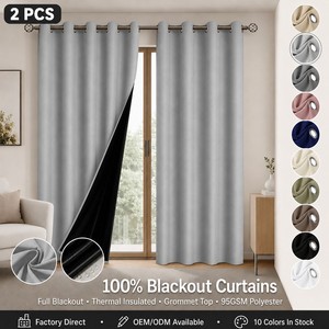 Rideaux occultants thermiques isolants à œillets, couleur unie, 52x84 pouces, pour salon et chambre, vente <span class=keywords><strong>en</strong></span> gros - Product Image 1