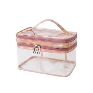 Custom Wholesale Eco-Friendly PVC <b>Transparent</b> Travel <b>Makeup</b> <b>Bag</b> Clear Cosmetic Portable Storage Cases for Women Plastic - Product Image 1