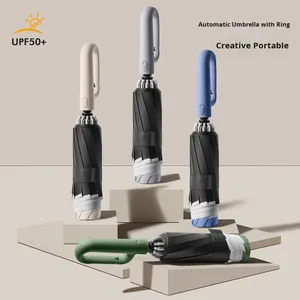 23inch 27inch Classic Reverse Buckle 10-Rib Fully Automatic Folding Dual-Use <b>Windproof</b> Double Sunshade Travel <b>Umbrella</b> - Product Image 2