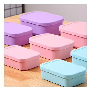 Bán buôn Tùy chỉnh hình chữ nhật cấp thực phẩm Silicone Hộp Bento bpa-miễn phí lò vi sóng ăn trưa lưu trữ <span class=keywords><strong>container</strong></span> - Product Image 2