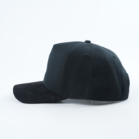 Casquettes de baseball 5 panneaux en toile et daim noir, vierges, personnalisables avec broderie, casquette de baseball haute visibilité, casquette 5 panneaux