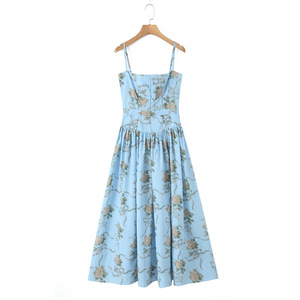 Vestido Largo Elegante GX6611A de <span class=keywords><strong>Alta</strong></span> Calidad, Estilo <span class=keywords><strong>Boutique</strong></span> 2025, Vestido Maxi Estampado para Mujer, Cuello Cuadrado, Sin Mangas - Product Image 3