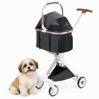 Poussette pliable étanche pour animaux de compagnie avec amortisseur, roue arrière, nacelle amovible, pliage en un clic, OEM ODM