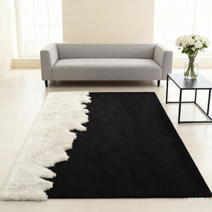 Tappeto Moderno Minimalista Fatto a Mano in Acrilico Bianco e Nero, Design Unico e <span class=keywords><strong>Texture</strong></span> Morbida, Tappeto Tuftato a Mano per Camera da Letto e Soggiorno - Product Image 3