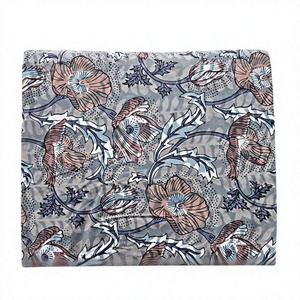 Tela de algodón premium gris pizarra estampada a mano con un elegante y elaborado diseño botánico. - Product Image 1
