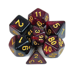 7-teiliges Sternenhimmel-Würfelset Schwarzes Glitzer-Polyeder-Würfelset - Product Image 3