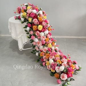 Hot Bán Hoa Vòng Hoa Cho Đám Cưới Á Hậu Hàng Hoa Cây Xanh Dải Màu Trắng Và Màu Xanh Lá Cây Trang Trí Vòng Hoa - Product Image 3