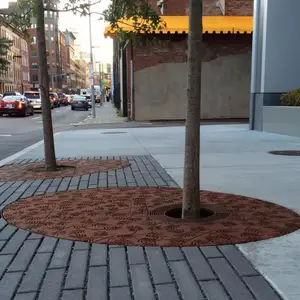 Urban Accessories dudukan pohon Outdoor Corten bulat pohon baja kisi untuk jalan-jalan