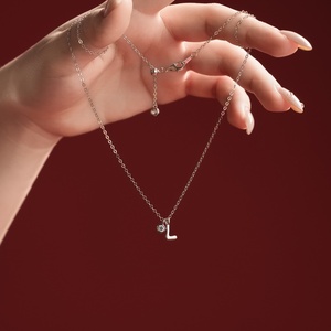 Collana Dylam con Lettera <span class=keywords><strong>L</strong></span> in Zirconia Cubica Placcata in Rodio, Collana Personalizzata con Iniziale per Donne - Product Image 2
