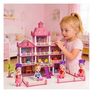 Ensemble de meubles de salle de bain pour maison de poupée avec baignoire, lavabo, miroir, décoration en plastique, jouet créatif pour enfants, salle de jeux familiale - Product Image 2