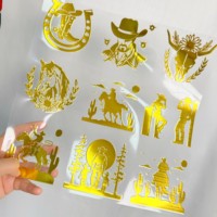 Autocollants Métalliques Dorés et Argentés UV, Décalcomanies UV pour Gobelets en Verre, Autocollants de Transfert UV, Autocollants Holographiques Personnalisés