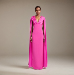 Abito da sera in raso di alta qualità per le donne manica lunga formale abito da festa con lunghezza del pavimento Vestidos eleganti per eventi musulmani - Product Image 4