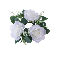 Maßgefertigter Nordischer Stil Rosen-Kerzenring Duftende Becherkerzenhalter für Verschiedene Feste 23cm Künstlicher Rosengirlanden-Kranz