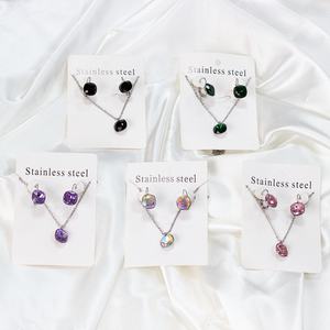 Ason Luxury 18k Gold Plated Wholesale Colourful Zircon Stainless Steel <b>Jewelry</b> <b>Set</b> <b>for</b> <b>Women</b> - Product Image 1