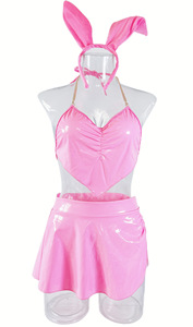 Disfraces de Fantasía Adorable Traje de <span class=keywords><strong>Conejita</strong></span> Conjunto de 3 Piezas con Sujetador, Falda y Diadema Seductor Conjunto de Lencería para <span class=keywords><strong>Mujer</strong></span> <span class=keywords><strong>Disfraz</strong></span> de Halloween - Product Image 3
