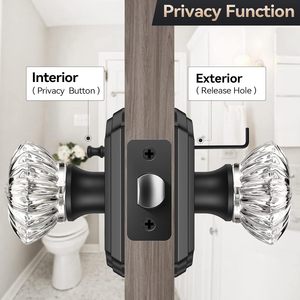 ลูกบิดประตูแก้วคริสตัลสีดำคาลซิเบโน่ดีไซน์วินเทจติดตั้งง่ายสำหรับห้องนอนห้องน้ำฟังก์ชั่นความเป็นส่วนตัว - Product Image 3