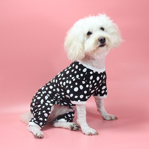 Pijamas para Perros ChongTa, Talla Pequeña, Ropa de Algodón con Puntos Blancos y Negros para Perros Pequeños como Teacup, Teddy, Pomeranian, Maltese, Yorkshire Terrier - Product Image 2