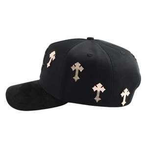 Cappellini da Baseball Originali LOOK at ME, 5 Pannelli in Camoscio, Ricamo Sportivo, Visiera Curva, Nero - Product Image 3