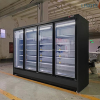 Congélateur commercial vertical à porte vitrée avec fil chauffant électrique pour supermarché, équipement de congélation profonde pour crème glacée