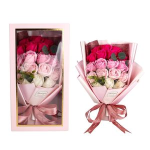Hot Sale Pink Soap Rose I Love You Dried Flower 18 Pcs Bouquet <b>Gift</b> Box <b>for</b> Valentine's Day - Product Image 2