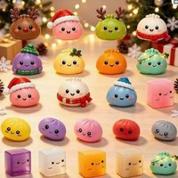 Calendrier de l'Avent transfrontalier de Noël : Boîte mystère de 24 jours avec jouet anti-stress réaliste en forme de petit pain
