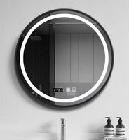 Miroir intelligent à capteur tactile anti-buée, rond, en verre, suspendu, pour maquillage, salle de bain, barbier, miroir mural intelligent