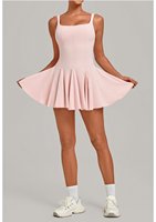 Robe de sport plissée évasée à col carré pour femme avec short intégré, idéale pour le golf et les activités sportives – Vente en gros