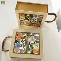 Kotak Hadiah Pernikahan Magnetik Beludru Taman Misterius Bahan Bambu Daur Ulang Laminasi Matt Embossing Kemasan Liburan Meriah