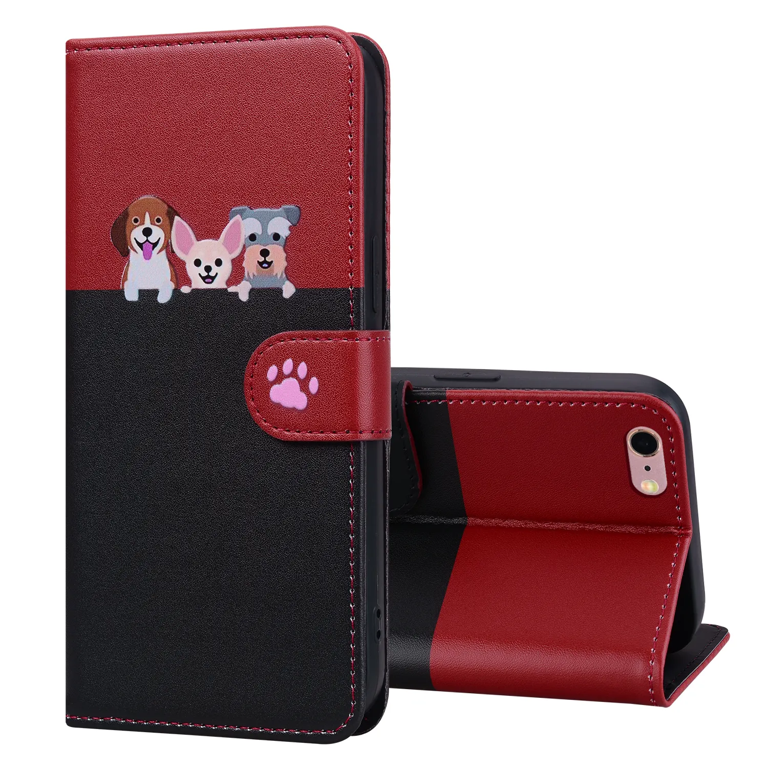 Симпатичный кожаный чехол для телефона с рисунком кошки собаки для iPhone 6 Plus