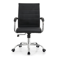 Chaise de bureau, de conférence, de réunion et pour visiteurs empilable, avec dossier en cuir rembourré, base en acier à patins, en tissu et acier inoxydable