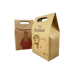 Christmas Kraft Paper Gable <b>Box</b> With Handle Foldable Candy Cookie Gift Packaging <b>Party</b> Favor Treat <b>Box</b> - Product Image 3
