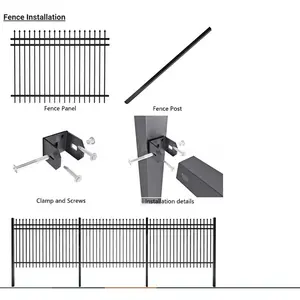 Individuelle günstige pulverbeschichtete dekorative Metallzaunplatten klassische Gartenzäunung für den Außenbereich Aluminium-Sicherheitszaun