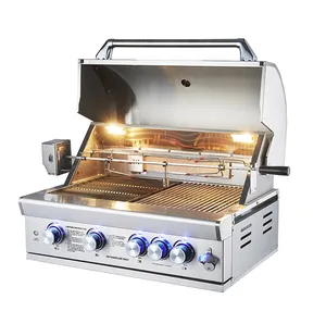 outdoor commercia table top gas burner infrared bbq charcoal rotisserie spit rotater bbq grill