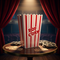 Seau à popcorn et à collations en plastique carré écologique de 2,65 L, qualité alimentaire, avec logo couleur imprimable, emballage recyclable en boîte