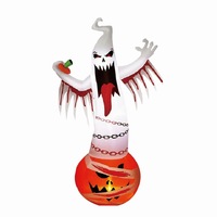 Nouvelle Lampe Flamme d'Halloween Transfrontalière, Modèle Gonflable Citrouille Fantôme Blanc B076, Décoration de Jardin Extérieur, Ornement Horreur