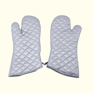 Silver Heat-Resisting Thick Cotton Kitchen Oven Mitts Printed Cooking <b>Gloves</b> for Baking and BBQ Custom Logo Silicone Material - Product Image 5