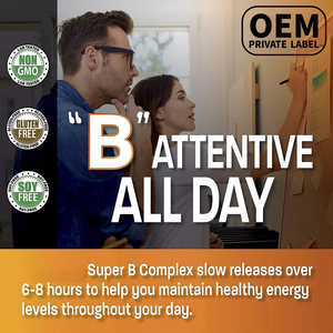 <span class=keywords><strong>Super</strong></span> <span class=keywords><strong>B</strong></span> Vitamin <span class=keywords><strong>B</strong></span> <span class=keywords><strong>Complex</strong></span> Tabletas de liberación sostenida Apoya el sistema nervioso, la función cerebral saludable Producción de energía - Product Image 5