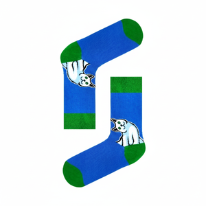 Blue Ankle <b>Socks</b> with White Cat Pattern Breathable Knitted Design Cute Digital Print Logo for Daily Use in Spring and <b>Winter</b> - Product Image 2