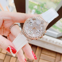 Montre de sport de luxe pour femme, quartz, acier inoxydable, bracelet 20 mm, cadran en cristal, chronographe, multifonction, sous-cadran luminescent