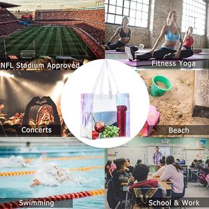 High Quality Hot Sports Games Work Safe Travel Holographic Pvc White Transparent Tote Bag With Custom Logo - Product Image 6