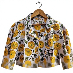 Ensemble de pyjama pour homme à manches longues à imprimé floral, tissu en satin 100% coton, vêtements de nuit décontractés, motif tissé, saison printemps, cadeau pour elle - Product Image 4