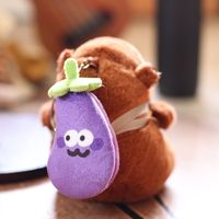 Sac à dos souple Kawaii Capibaras Peluche Peluche Capybara Peluche Animal Jouet Porte-clés avec Citrouille Piment Piment Aubergine