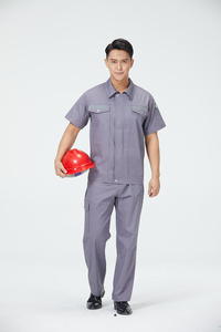 Uniforme de <span class=keywords><strong>Trabajo</strong></span> 100% Algodón, Venta al Por Mayor de Fábrica, Ropa Industrial Personalizada de Manga Corta, Traje de <span class=keywords><strong>Trabajo</strong></span> de Verano - Product Image 3