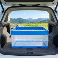 Caisse en plastique transparente rectangulaire pliable empilable recyclable en PP, boîte solide, conteneur de transport et de manutention