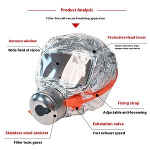 Masque anti-feu et anti-fumée intégral de gros pour usine, cagoule d'évacuation d'urgence, respirateur de sauvetage, protection individuelle - Product Image 5