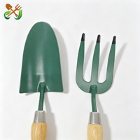 Outils pour plantes en pot, pelle et râteau en acier inoxydable avec poignée en bois de frêne courbé et cordon de rangement en cuir pour le jardin