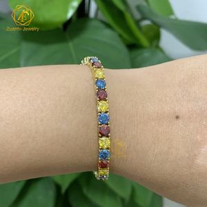 2025 chaîne de Tennis personnalisée personnalisée Options de couleurs multiples <span class=keywords><strong>rose</strong></span> jaune <span class=keywords><strong>bleu</strong></span> vert rouge chaîne de Tennis Moissanite pour Hip Hop - Product Image 4