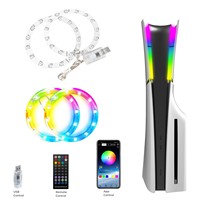 DIY RGB LED-Lichtstreifen-Set für PS5 Slim 8 Farben & 400 Effekte mit IR-Fernbedienung für Playstation 5 Konsolen-Zubehör